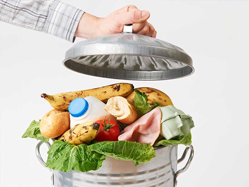 food in a trash can