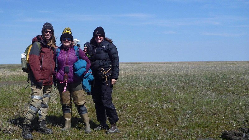 Bonnie Waring, master's student Karen Foley, and researcher Karen Beard in the Yukon.