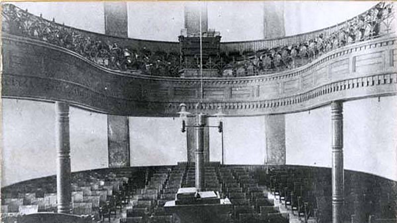 The Chapel on the first floor of the south wing of Old Main in 1892.