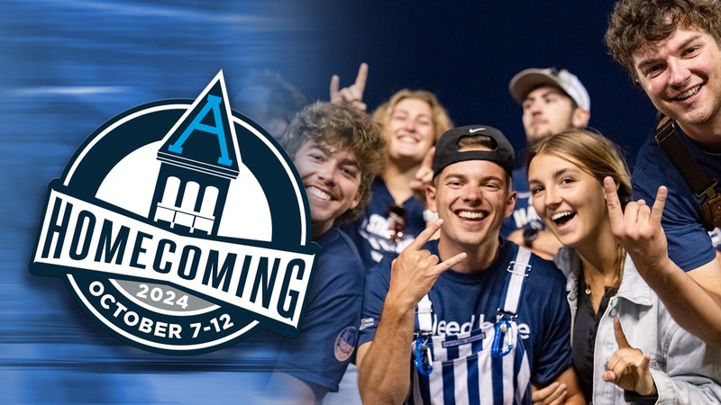 Text Reads: Students in Aggie apparel. Homecoming 2024. October 7-12.