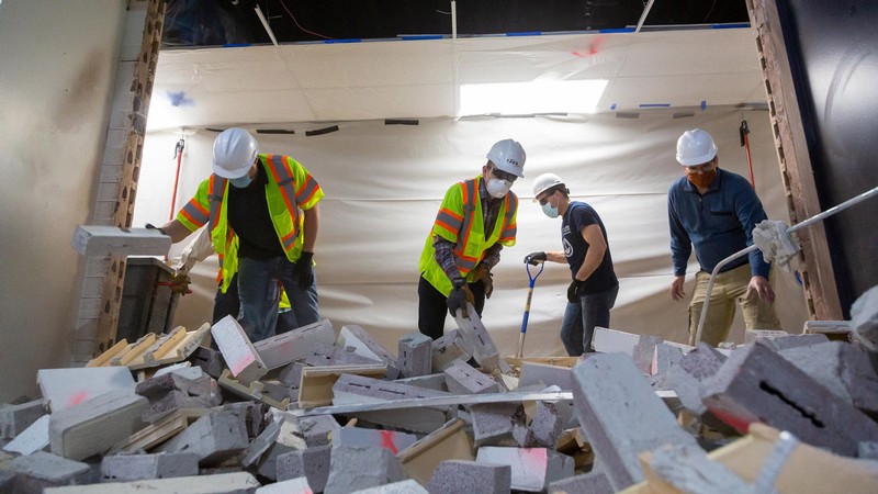 Demolition of the new J-U-B Engineers Student Study Complex.