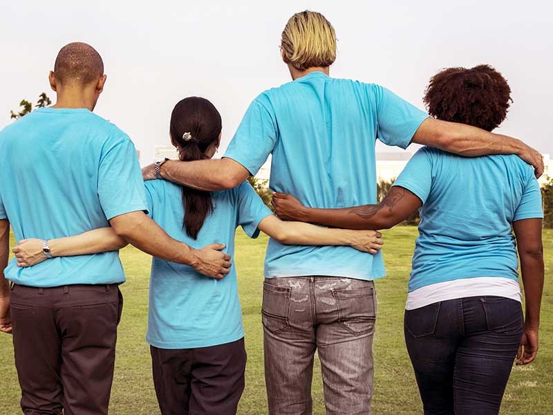 group of people gathered around