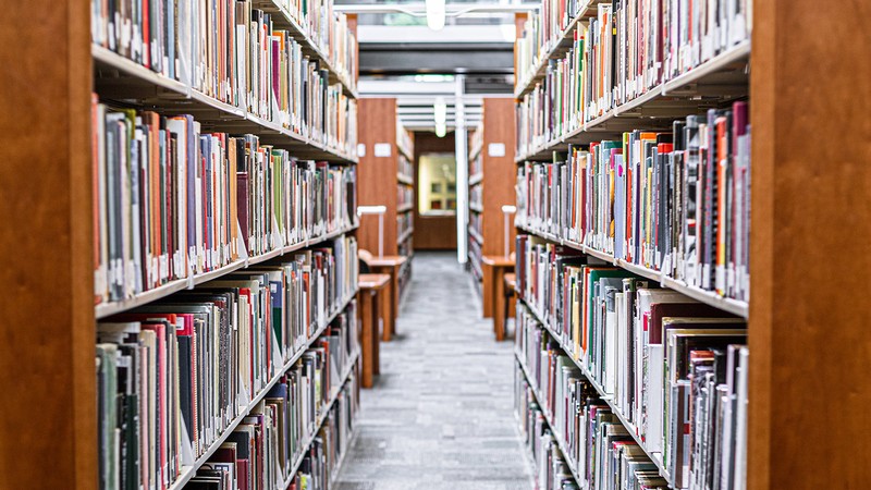 Library stacks.