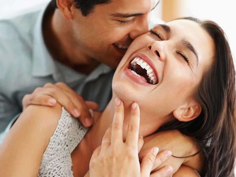 a couple laughing