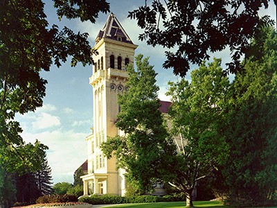 a scenic view of Utah State University's Old Main building