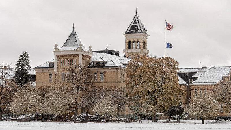 Old main in winter.