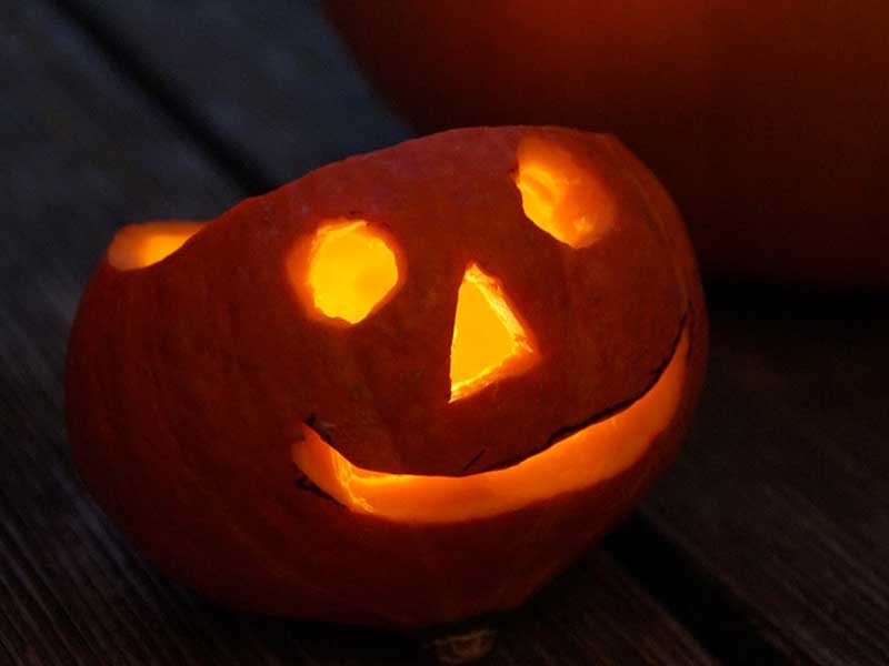 Lit jack-o-lantern