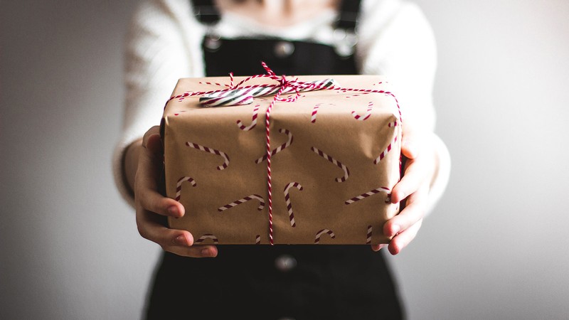 Present wrapped in holiday wrapping.