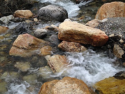 a flowing, mountain stream