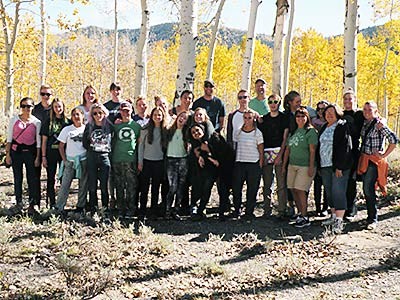 USU ecologist Paul Rogers and Ogden high school students at the Pando site