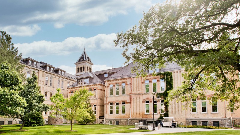 Old Main in the spring.