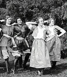 1921 graduate Mignon Barker Richmond and coeds in interpretive movement