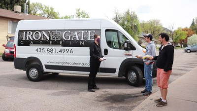 Van delivers banquet meals.