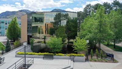 The Eccles Conference Center building is seen from above.