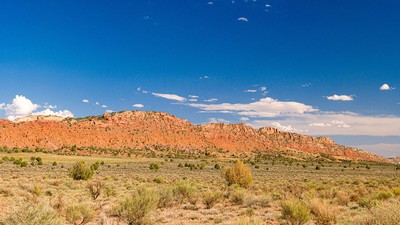 Sagebrush and a rocky ridge in Southwestern Utah.