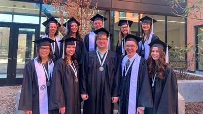 Students in graduation attire.