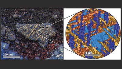 Microscopic iron-oxide mineral samples.