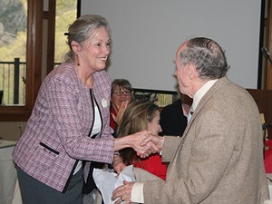 Maura Hagan congratulates Farrell Edwards