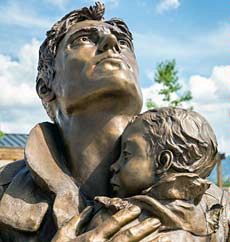 sculpture detail at 9-11 Memorial at USU Botanical Center