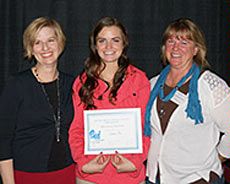 USU student Leann Fox at award presentation with Nikki Weston and Beth Anderson