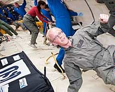 USU student Ryan Martineau floats in microgravity