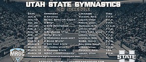 The USU Women's Gymanstics 2016 schedule graphic