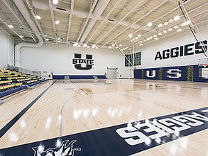 the exterior of USU's Wayne Estes Center