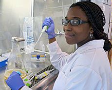 high school intern Sophia Powell conducts research at USU