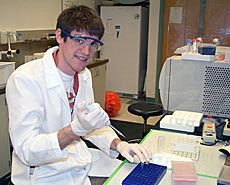 USU student David Ingram in lab