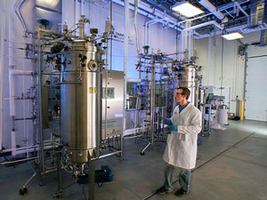 graduate student Kyle Berg at Bioproducts Scale Up Facility