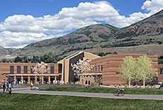 architect's rendering of new USU building in Brigham City, view from the west