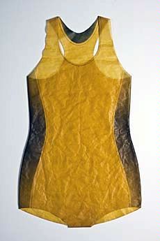 a mustard suit by a USU visiting artist