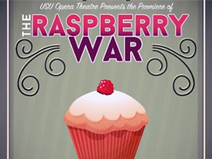 a graphic illustration of the short opera 'The Raspberry War' premiering at Utah State University