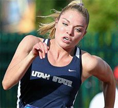 USU track and field athlete Chari Hawkins in action