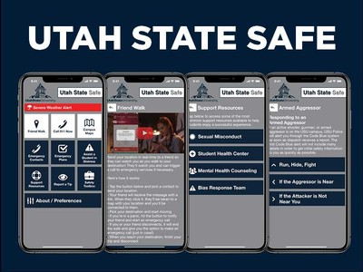 An image showing screenshots of the Utah State Safe mobile app.