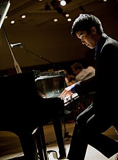 USU student and pianist Brandon Lee at piano