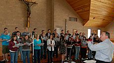 USU Chamber Singers at church for recording
