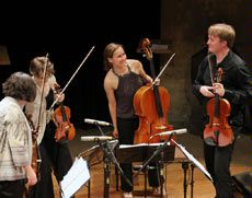 the Fry Street Quartet on stage in Brazil