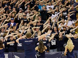 Crowd at USU basketball game