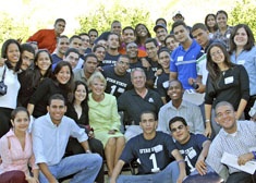 Stan and Joyce Albrecht with the student group