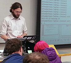 USU ecologist Ethan White in the classroom teaching