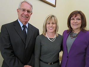 USU Professor Julie Gast with USU administrators at her lecture