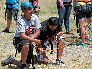 GEAR UP participants at USU's Ropes Course