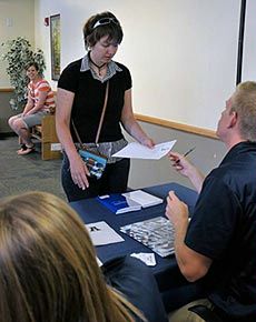 An Aggies Elevated student registering for SOAR at USU