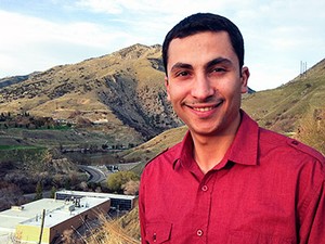 USU doctoral student Adel M. Abdallah near the Utah Water Research Lab