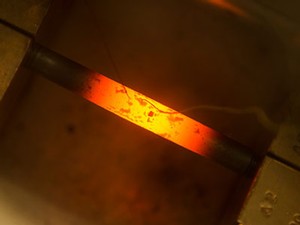 a heated sample in a Gleeble at USU