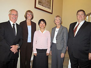 Inaugural Professor Xiaojun Qi with USU administrators