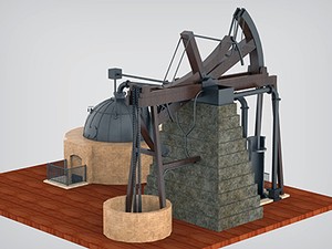 rendering by USU student Charles Roos of the Newcomen steam engine