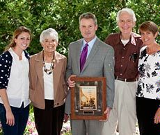 Members of the Evans family with the Evan Biography Award winner