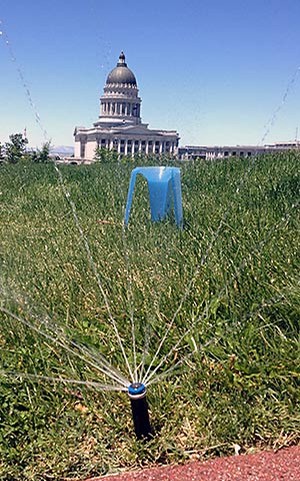Extension water catch cups on the groups of the Utah state capitol building